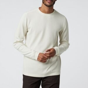 Vuori Men's Waffle Crew Neck Thermal Long Sleeve Shirt Bone Size Large